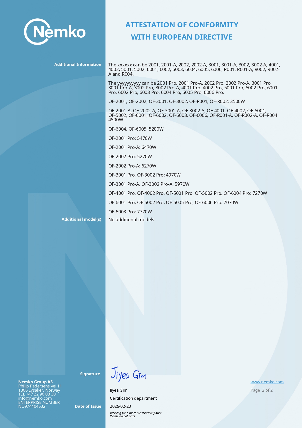 CE European Conformity — Page 2